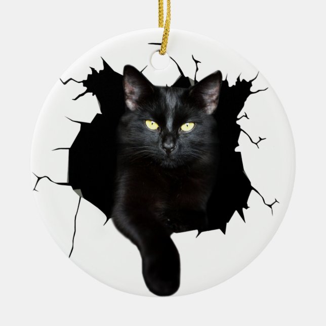 Gift For Cat Lover Black Cat Ornament (Front)