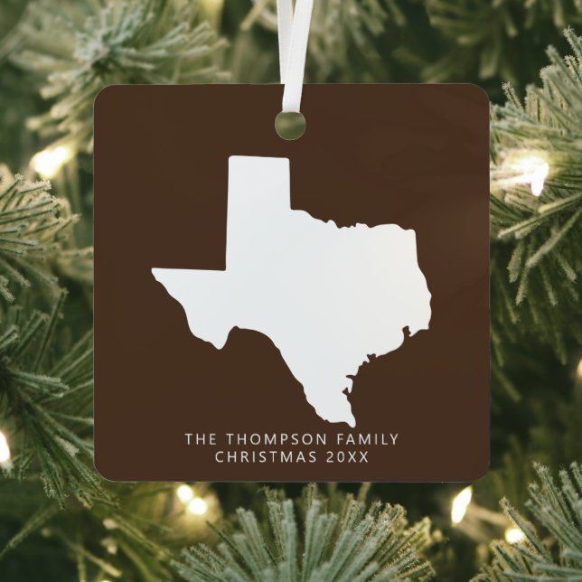 Gift For Couples Friends Clients Texas Christmas Metal Tree Decoration (Insitu)