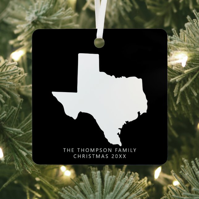 Gift For Couples Friends Clients Texas Christmas Metal Tree Decoration (Insitu)