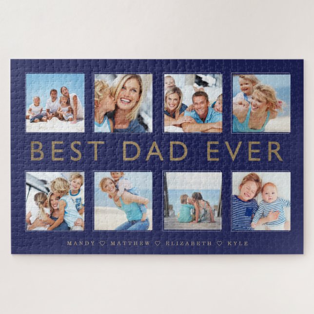 Gift for Dad | Best Dad Ever Photo Collage Jigsaw Puzzle (Horizontal)