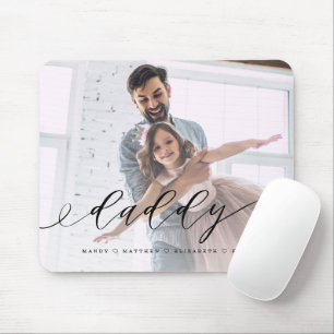 Gift for Dad   Daddy Black Script Overlay Photo Mouse Pad