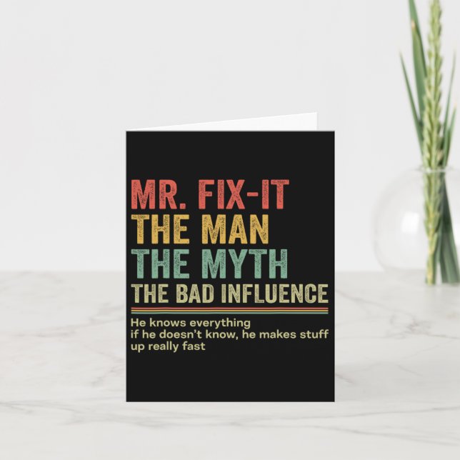 Gift For Dad Nickname Of Dad Tee Mr. Fix-it Dad  Card (Front)