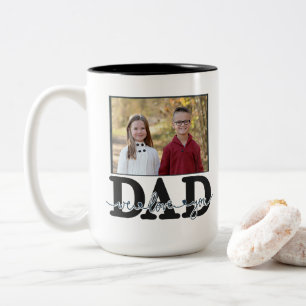 Gift For Daddy Dad We Love You Kids Photo Two-Tone Coffee Mug