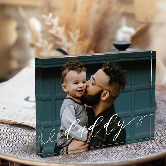 Gift For Daddy | Daddy Script Calligraphy Keepsake Photo Block (Creator Uploaded)