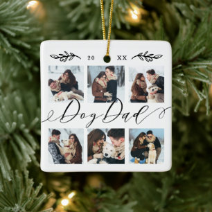 Gift for Dog Dad   Keepsake Family Photo Collage Ceramic Ornament