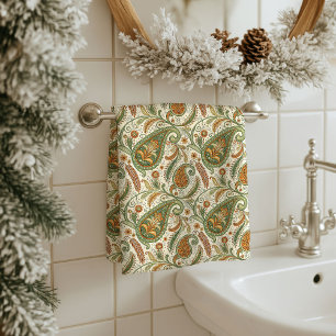 Gift for Elders Earthy Boho Paisley Bath Accent Bath Towel Set