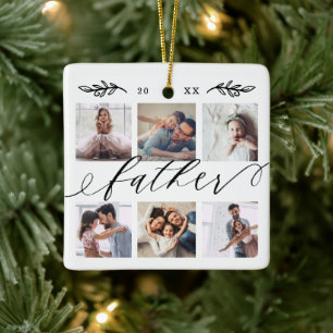 Gift for Father   Family Keepsake Photo Collage Ceramic Ornament