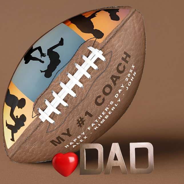 Gift for First Coach Dad with 3 Photo Collage  Football (Creator Uploaded)