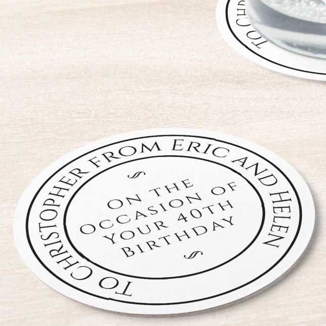 Gift for Friend on his Birthday Round Paper Coaster (Creator Uploaded)