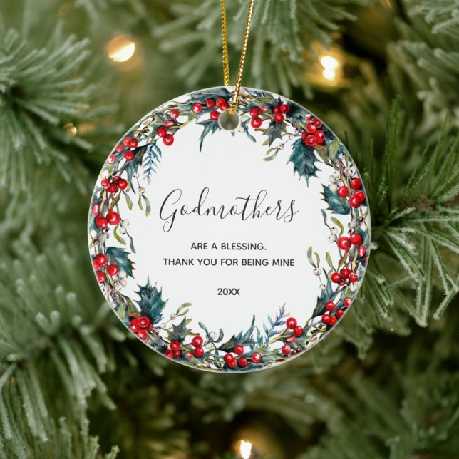 Gift for Godparent Proposal from Godchild Ceramic Ornament (Tree)