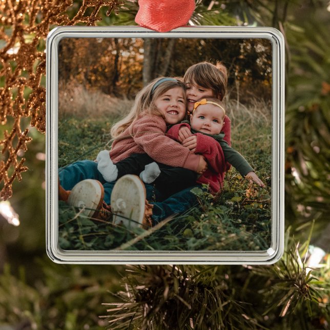 Gift for Grandma | Grandkids Photo Christmas Metal Ornament (Grandkids Photo Christmas Ornament)