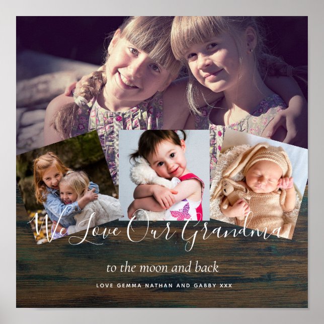 Gift For Grandma Grandpa Photo Collage Grandparent Poster (Front)
