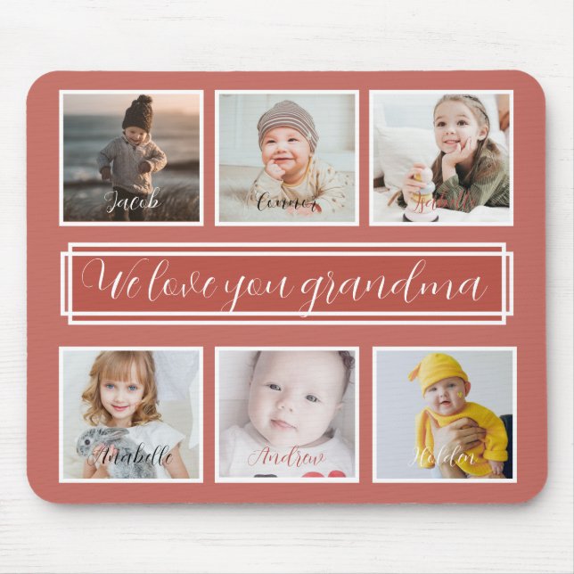 Gift For Grandma Modern Multiple Photo Mouse Pad (Front)