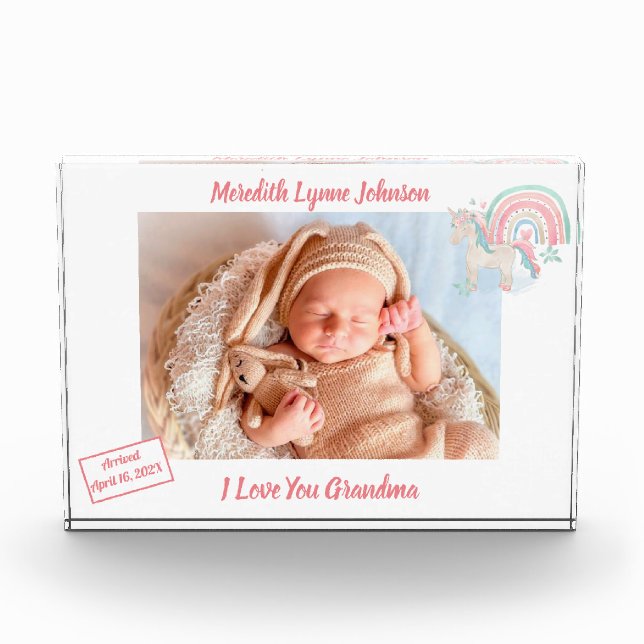 Gift for Grandma Newborn Grandchild    Photo Block (Front)
