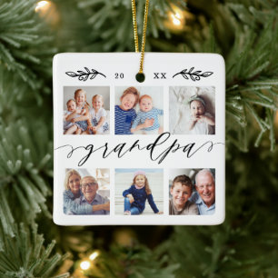 Gift for Grandpa   Grandchildren Photo Collage Ceramic Ornament