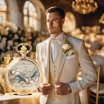 Gift for Groom Gold Pocket Watch Pearl Coast Elega<br><div class="desc">Honour the groom with the timeless elegance of the Gift for Groom Gold Pocket Watch from the Pearl Coast Elegance collection. Featuring a digitally edited AI design with intricate patterns in a polished gold finish, this pocket watch is a sophisticated keepsake for the special day. Inspired by coastal charm, it...</div>