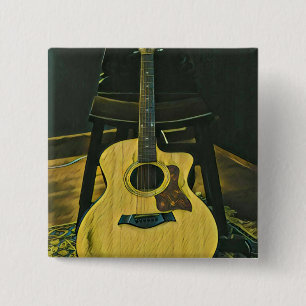 Gift for guitarist friend 15 cm square badge