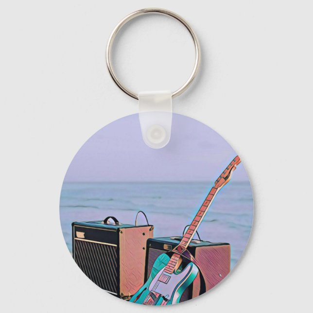 Gift for guitarist friend key ring (Front)