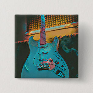 Gift for guitarist husband 15 cm square badge