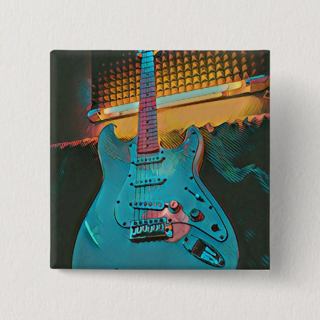 Gift for guitarist husband 15 cm square badge (Front)
