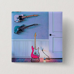 Gift for guitarist husband 15 cm square badge
