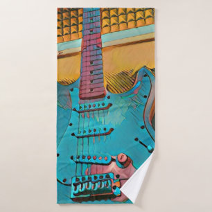 Gift for guitarist husband bath towel set