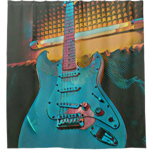 Gift for guitarist husband shower curtain