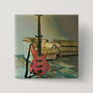 Gift for guitarists 15 cm square badge