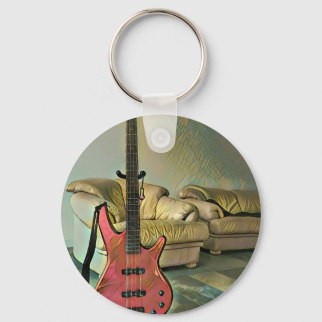 Gift for guitarists key ring (Front)