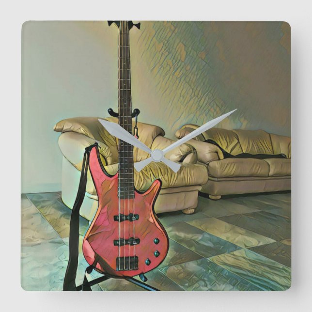 Gift for guitarists square wall clock (Front)