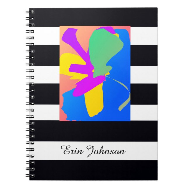Gift For Him Modern Art Custom Name Chic B&W  Notebook (Front)