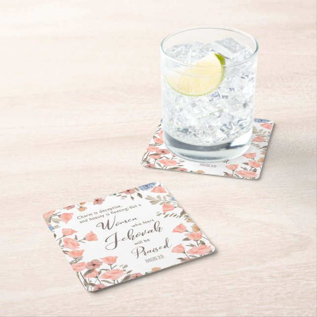 Gift for JW Elders Wife Square Paper Coaster (Insitu)