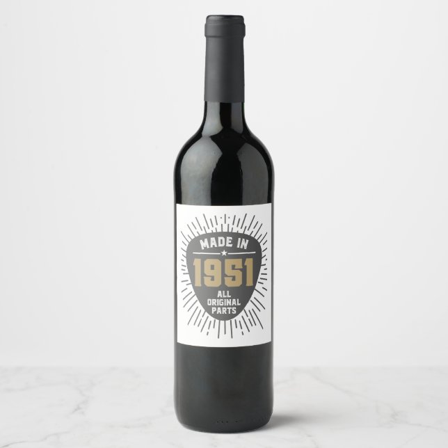 Gift for Made in 1951 Wine Label (Front)