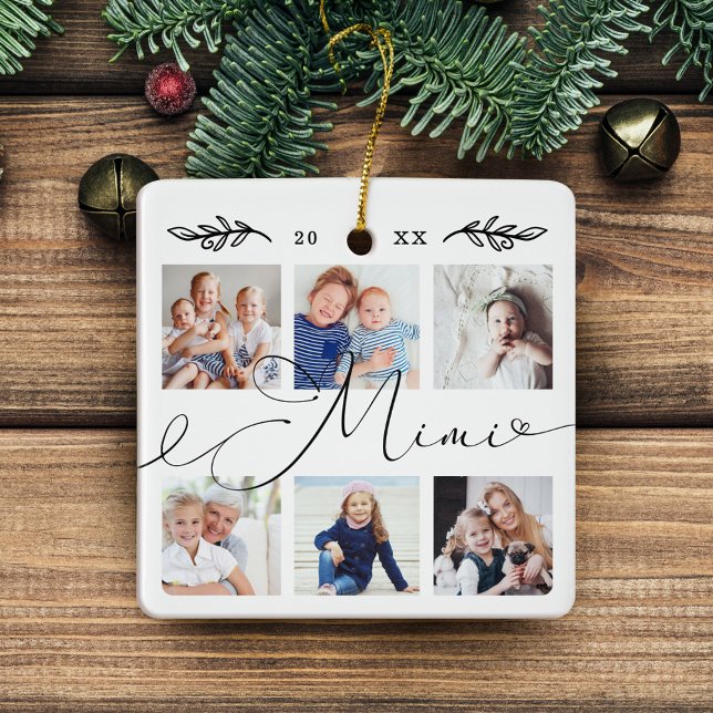 Gift for Mimi | Grandchildren Photo Collage Ceramic Ornament (Gift for Mimi | Grandchildren Photo Collage Ceramic Ornament)