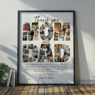 Gift for Mom And Dad Photo Collage Family Pictures Poster