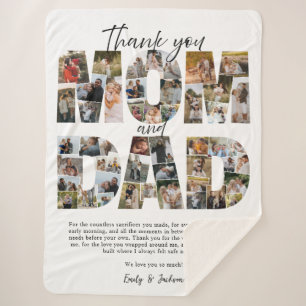 Gift for Mom And Dad Photo Collage Family Pictures Sherpa Blanket