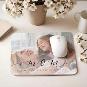 Gift for Mom   Mom Black Script Overlay Photo Mouse Pad
