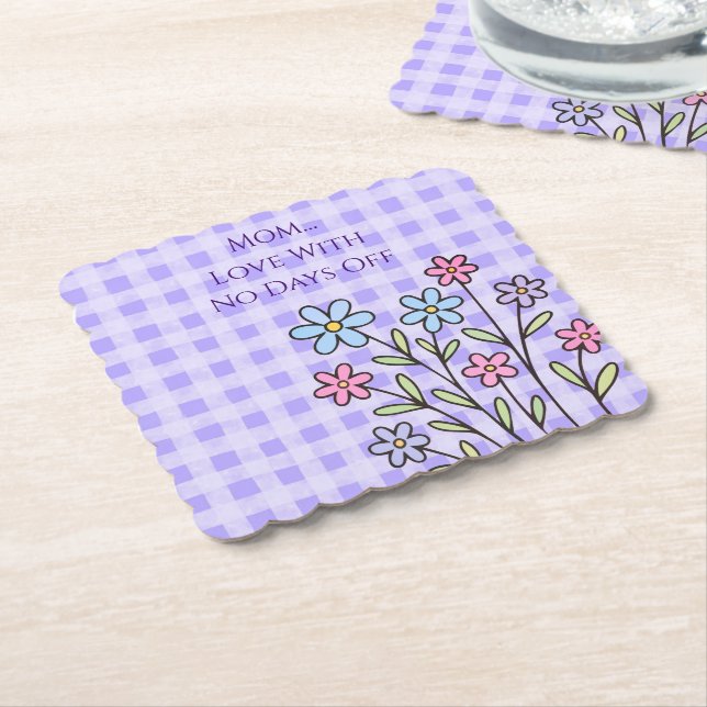 Gift for Mom, Mom Love With No Days Off,Modern Paper Coaster (Angled)