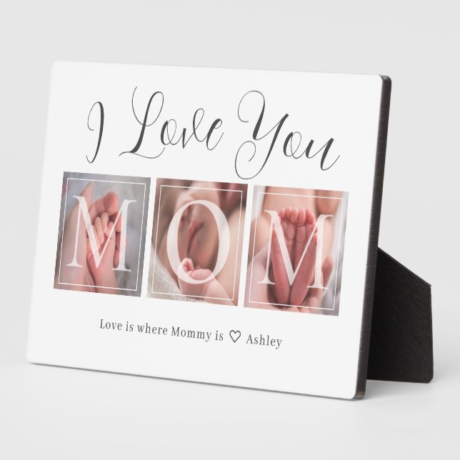 Gift for Mum 3 Photo Collage Block Plaque (Side)