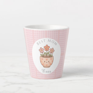 Gift For Mum,Best Mum Ever,Pink Chequered Latte Mug