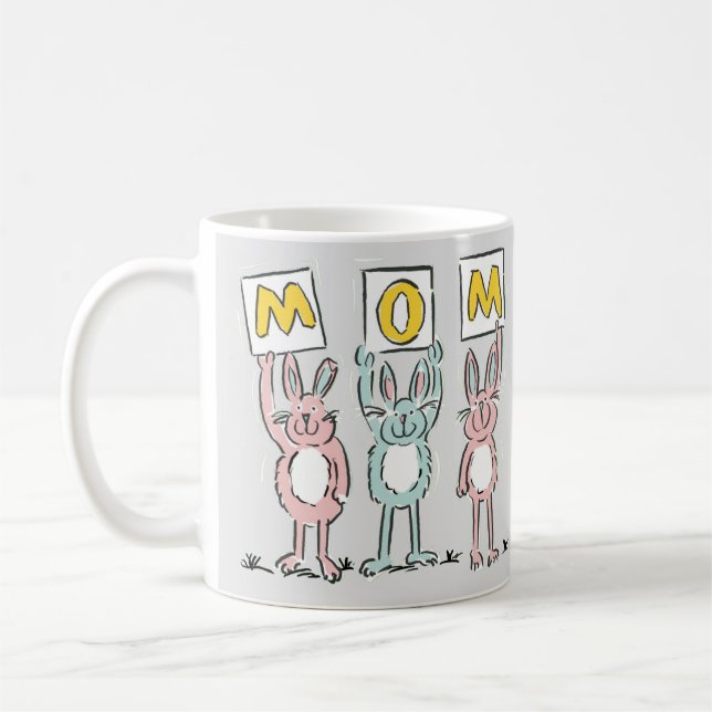 Gift for Mum Fun Rabbits Design Coffee Mug (Left)