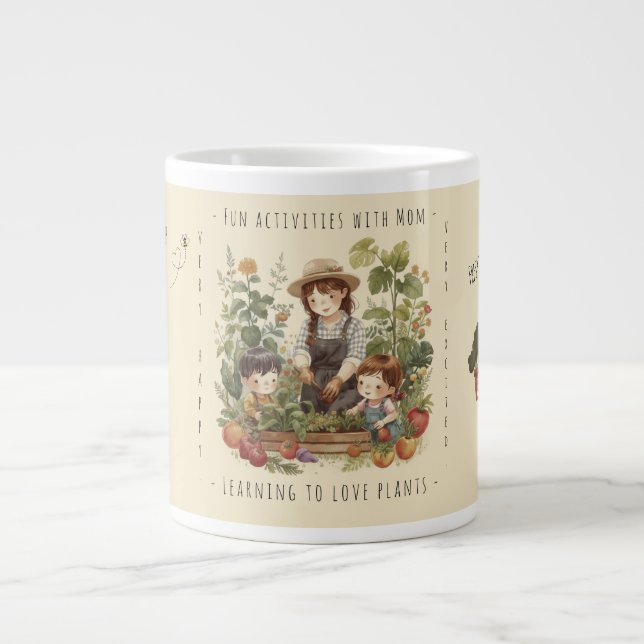 Gift for Mum, Gardening, Fun activities with Mum. Large Coffee Mug (Front)