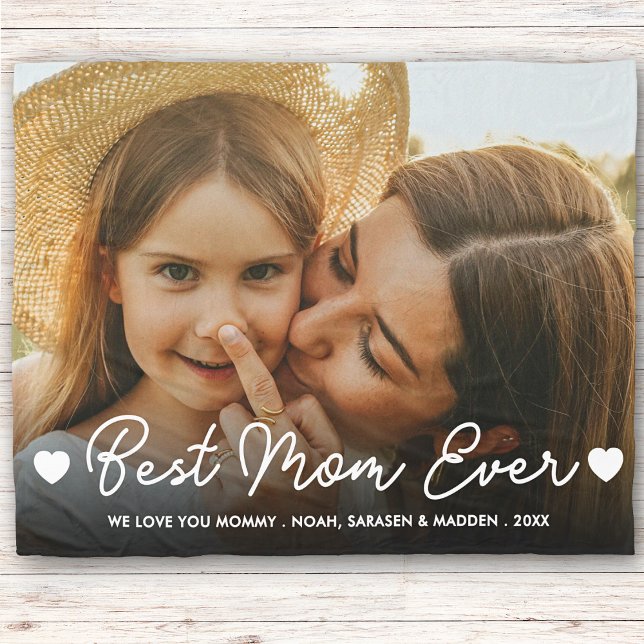 Gift for Mum Mother's Day Full Photo Best Mum Ever Fleece Blanket (Creator Uploaded)