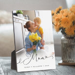 Gift for Mum | Mother's Day Full Photo Mum Script Plaque<br><div class="desc">Send a beautiful personalised gift to your mum that she'll cherish forever. Special personalised mother's day photo collage plaque to display your own special family photo and memories. Our design features a simple single full photo design with "mum" designed in a beautiful handwritten black script style overlay. Customise with family...</div>