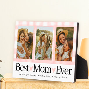 Gift for Mum Mothers Day Photo Best Mum Gingham Plaque