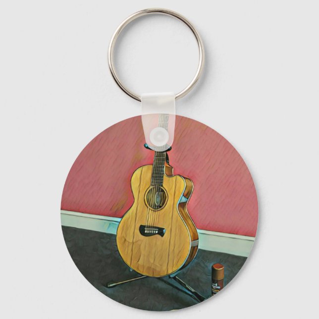 Gift for musician guitarist key ring (Front)