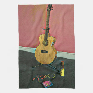 Gift for musician guitarist tea towel