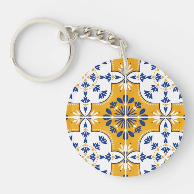 Gift for niece Portuguese azulejo from aunt Key Ring (Front)