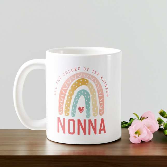 Gift For Nonna | All The Colours of The Rainbow Coffee Mug (Gift For Nonna | All The Colors of The Rainbow Coffee Mug)