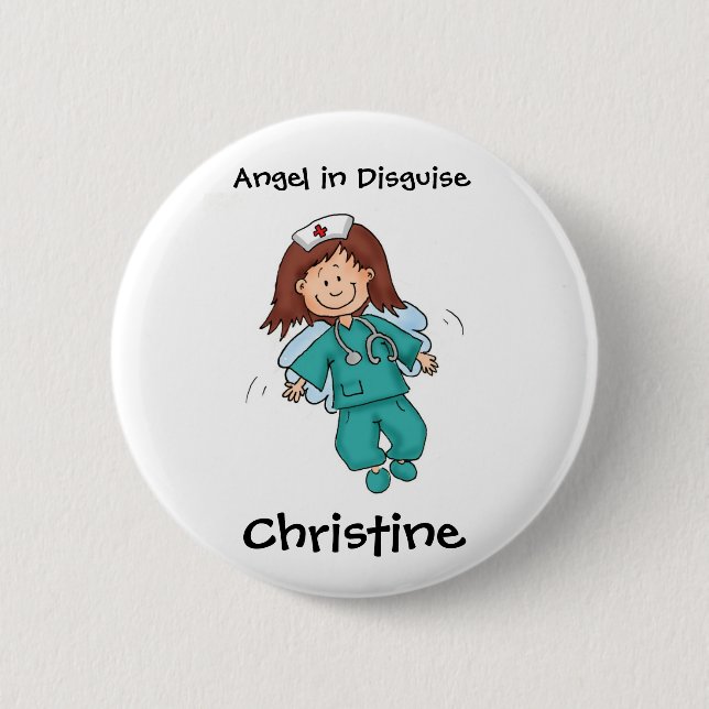 Gift for Nurse - Personalise with Name 6 Cm Round Badge (Front)